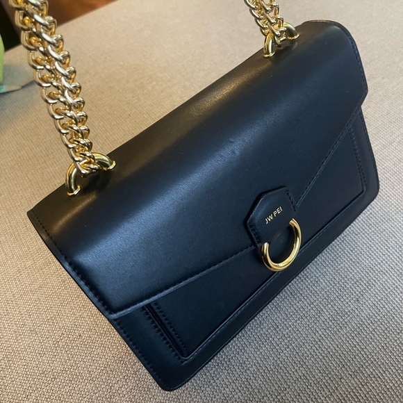 JW PEI Bag - Envelope Chain Crossbody - Black with Gold Hardware - Vegan Leather - Picture 5 of 15